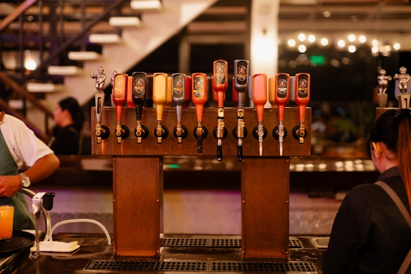 Craft brewery beer taps taproom