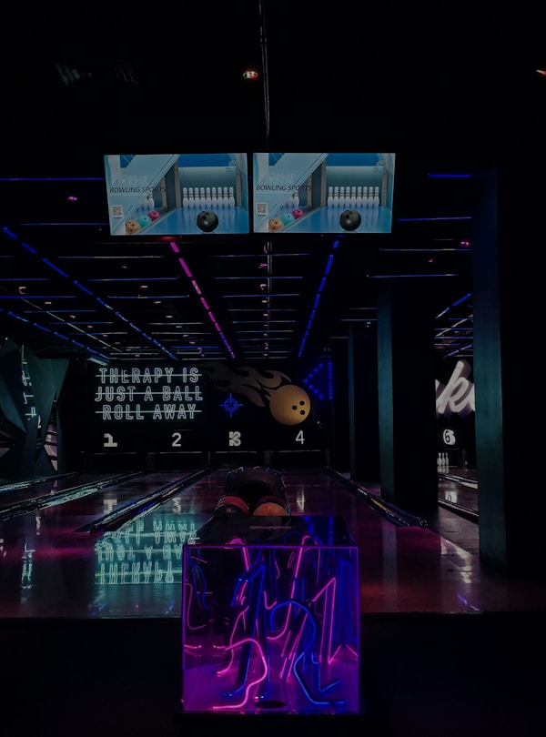 Neon bowling alley entertainment venue